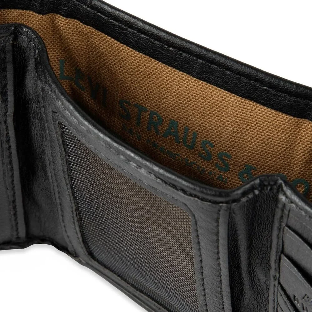 Men's Noir Black Wallet Style Includes Window Credit Card Holder Designed